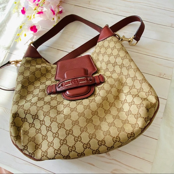 Authentic Gucci GG Canvas Hobo Shoulder HandBag - Picture 9 of 12